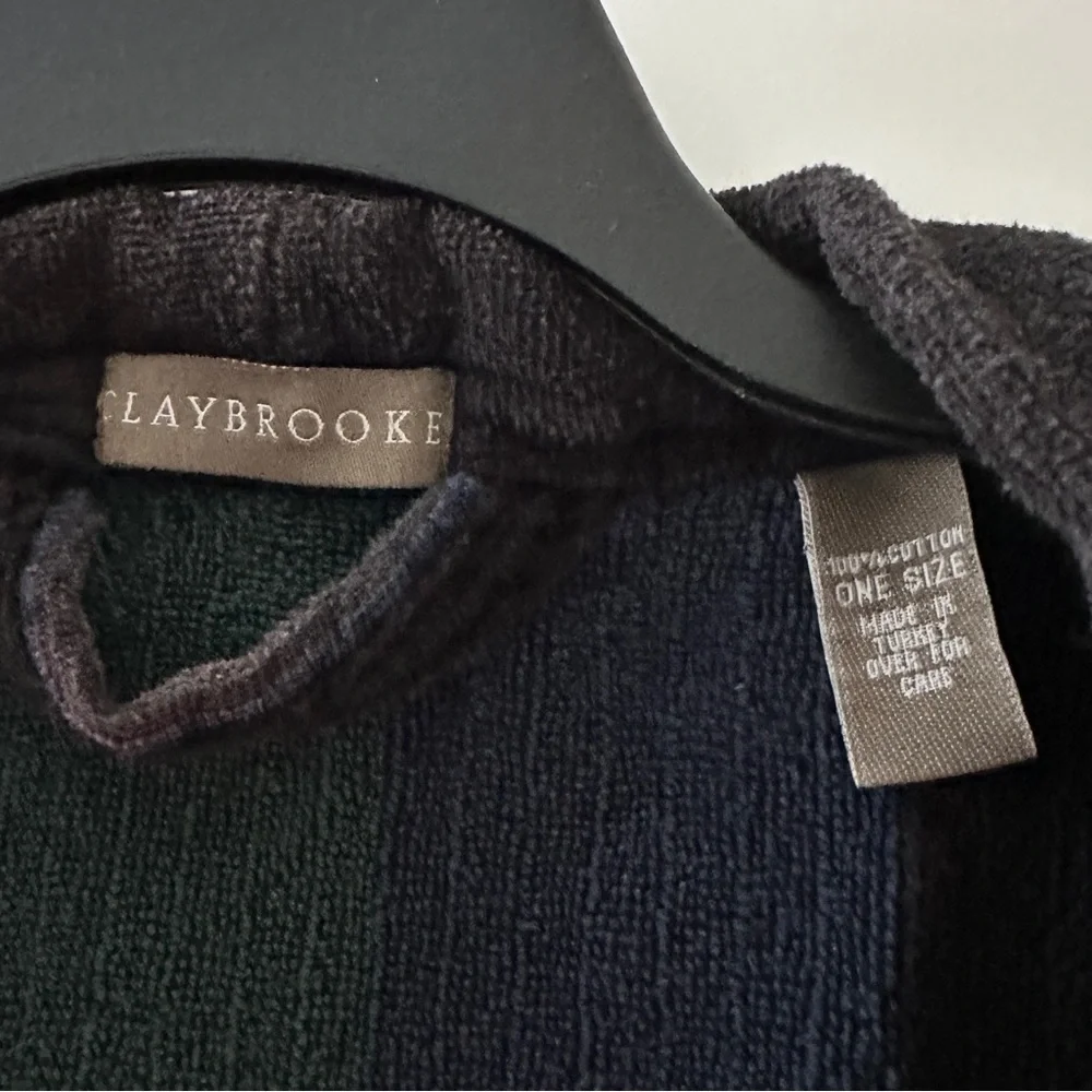 Vintage 80s/90s Claybrooke Green Blue Thick Terrycloth Robe Unisex One Size Bath - Picture 16 of 16